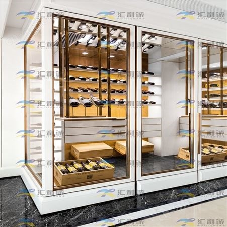 门不锈钢玻璃酒柜 发光带灯不锈钢恒温酒柜