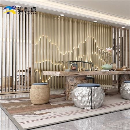 玫瑰金中式屏风造型定制 金属屏风隔断镂空