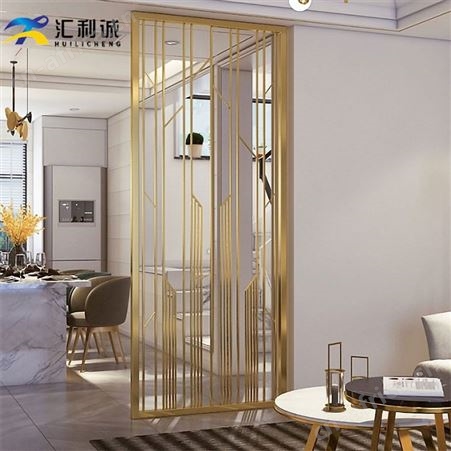 花格不锈钢屏风 酒店轻奢不锈钢屏风隔断客厅定制
