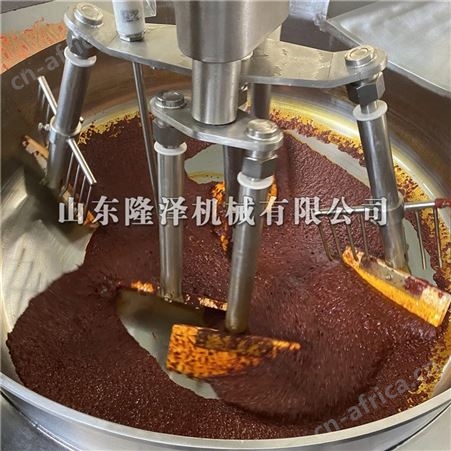 隆泽大容量天然气加热火锅炒料机 藤椒火锅底料加工炒制设备  全自动节能多头搅拌炒料机