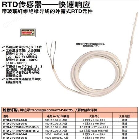 OMEGA欧米茄 RTD-2-F3105-36-G热电阻传感器