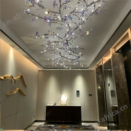 酒店大厅吊灯KTV会所前台萤火虫树枝灯非标工程灯具定制双庆灯饰