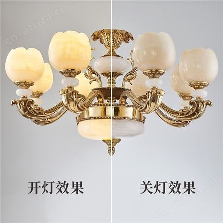纯铜天然玉石灯 欧式全铜吊灯 复式楼餐厅客厅灯 双庆灯饰别墅吊灯
