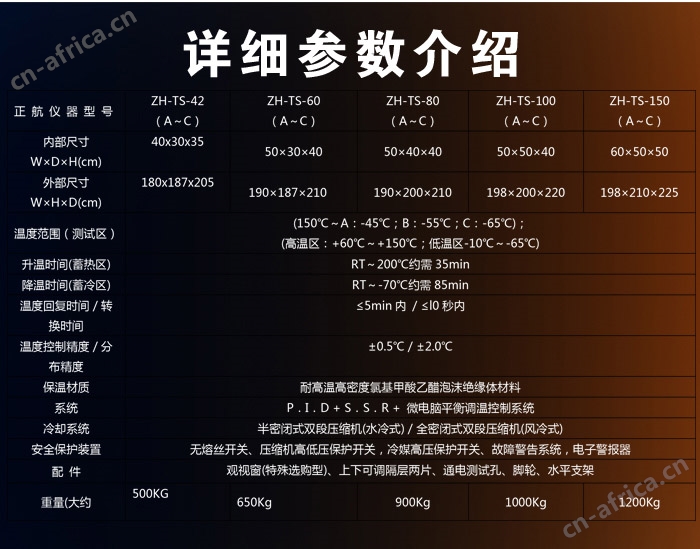 冷热冲击试验箱详细参数表
