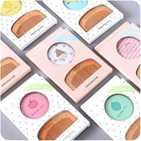 红素定制logo卡通化妆镜发梳镜子梳子套装免费设计logo 300件起订不单独零售