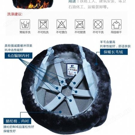 三棵松 羊剪绒棉安全帽SKS-4冬天保安护耳防风棉头盔户外棉安全帽头盔