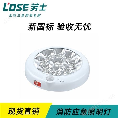 应急照明系统厂家劳士红外感应圆形防火塑料极地白小号LED吸顶灯L-ZLZD-E14W1267