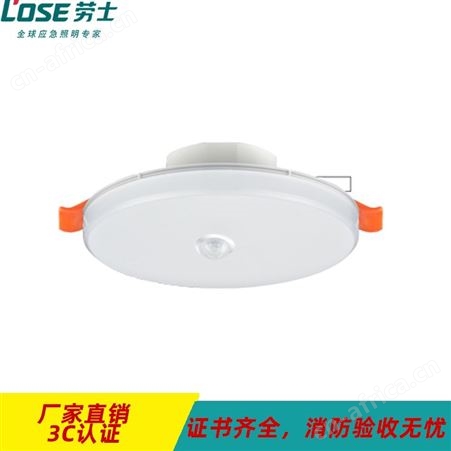 应急照明灯品牌电源箱劳士π拿斯特6寸无边凸面人体感应DC36V筒灯L-ZLZC-E8.1W7517