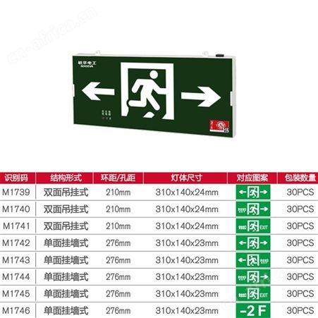 敏华应急照明安全出口ESP应急电源全塑料超窄边框单双面低压疏散指示灯具M1739-M1746