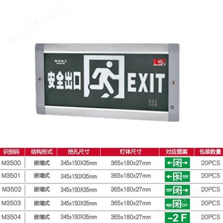 拿斯特敏华应急灯自电嵌墙纳米板AC220V标志安全出口楼层灯具M-BLZD-1LROEⅠ5WCBA