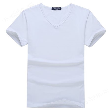 夏季白色热转印短袖V领莫代尔T恤文化广告衫定制工作服班服印logo
