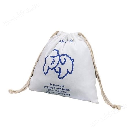 环保纯棉布束口袋定制 eco bag 有机棉面包抽绳袋 食品帆布购物袋
