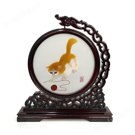 湖南紫金湘绣双面绣摆件成品手工刺绣花台屏创意装饰摆台生日出国礼品