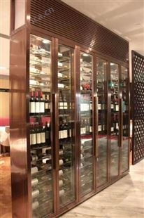 定做酒店不锈钢酒柜 餐厅黑钛不锈钢恒温酒柜