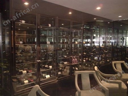 酒庄不锈钢红酒储存柜 不锈钢恒温恒湿玻璃门酒柜 黑钛酒架厂家定制