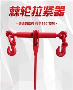 旺业机电-云南棘轮拉紧器链条杠杆收紧链条捆绑器双钩货车固定紧链器钢索紧线器3吨5米1套