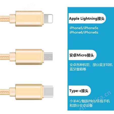 麦基科技定制LOGO一拖三伸缩数据线 安卓TYPE-C三合一手机充电线 创意礼品赠礼