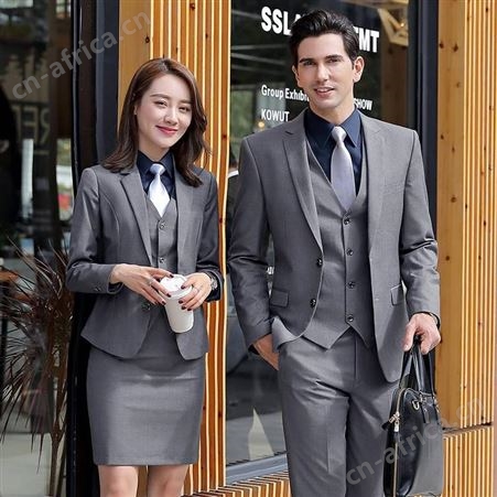 免烫西服套装定制 女士修身西装订做刺绣 银行工作服工装 男士商务休闲西服套装