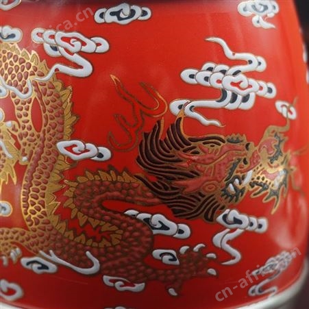 锡制品礼品中工龙腾盛世红瓷茶叶罐金属工艺品锡器定制