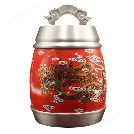 锡制品礼品中工龙腾盛世红瓷茶叶罐金属工艺品锡器定制