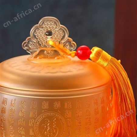 古法琉璃茶叶罐定制 茶具茶叶储存罐 琉璃茶罐摆件礼盒 办公室装饰琉璃摆件定制logo