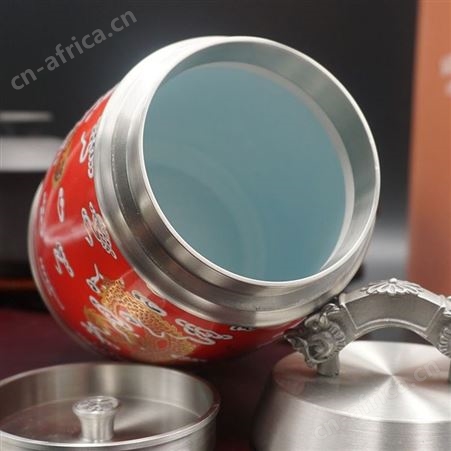 锡制品礼品中工龙腾盛世红瓷茶叶罐金属工艺品锡器定制