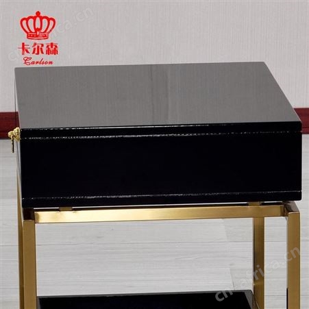 卡尔森苏州家具厂轻奢黑色床头柜烤漆沙发边几储物实木简约后现代不锈钢角几