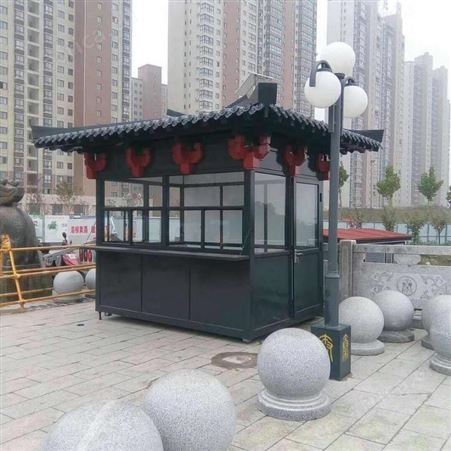 陕西钢结构岗亭生产厂家 陕西景区仿古岗亭 西安同创钢结构岗亭生产 小区门卫岗亭 不锈钢岗亭