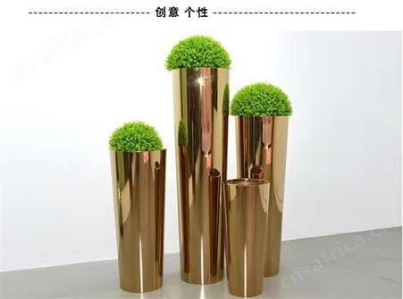 不锈钢花盆花箱 不锈钢花盆组合设计 电镀玫瑰金拉丝花箱