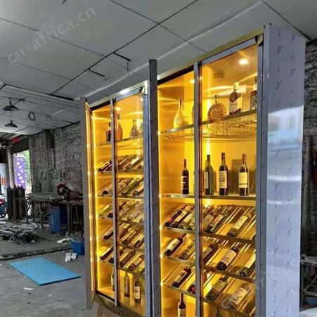 源厂家生产定制酒柜 阳江玫瑰金酒柜酒架