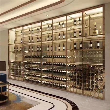 源厂家生产定制酒柜 阳江玫瑰金酒柜酒架