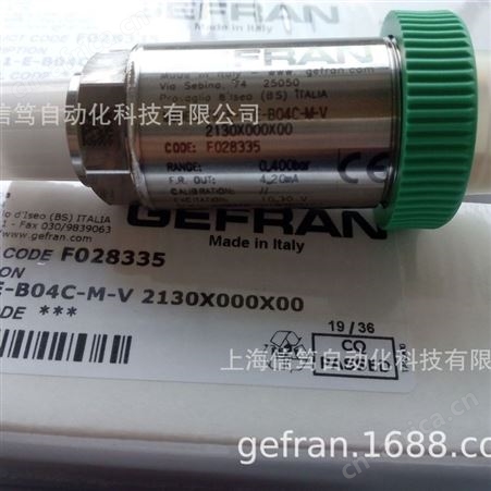 意大利GEFRAN杰佛伦压力传感器TK-E-1-E-B04C-M-V变送器F028335