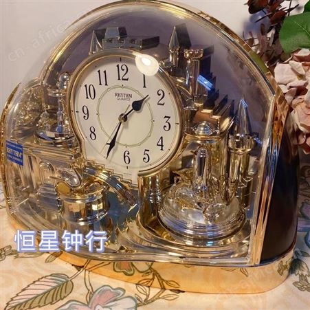 RHYTHM日本丽声钟表时尚动感座钟湖梦幻城堡台钟4SG738