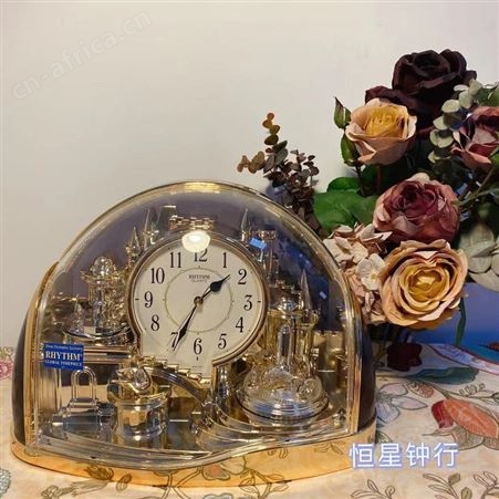 RHYTHM日本丽声钟表时尚动感座钟湖梦幻城堡台钟4SG738
