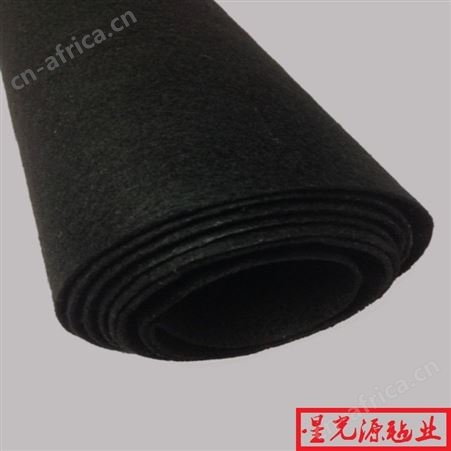 黑色涤纶针刺无纺布面料，黑色阻燃毛毡，隔音纤维毛毡