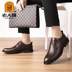 老人头皮鞋男士 韩版时尚商务正装尖头皮鞋 潮流黑色新郎结婚鞋男6067