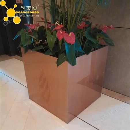 厂家不锈钢花盆花箱 商场酒店落地花盆 办公室圆形花盆可定制