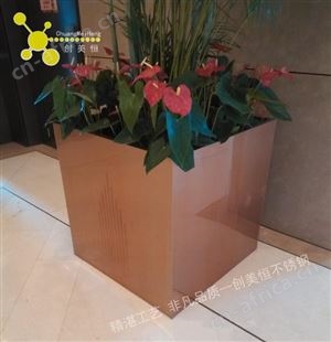 定做会所酒店园林不锈钢花盆 来图无指纹古铜花盆