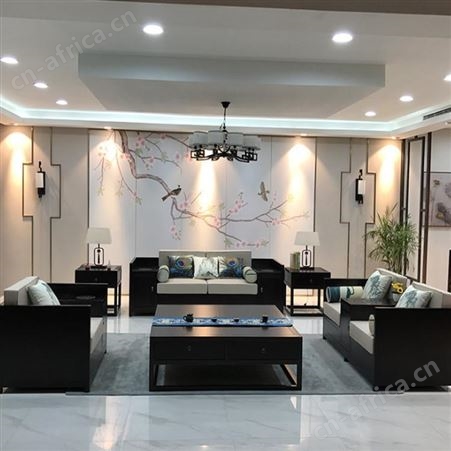 中山新中式贵妃沙发 现代简约123组合沙发  实木沙发全屋定制