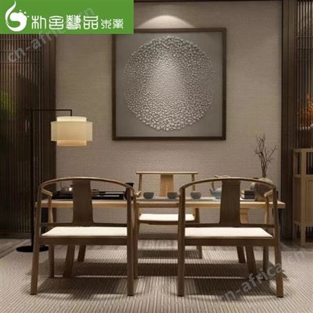 浙江奥坎实木大板餐桌 办公室客厅巴花大板泡茶桌 新中式实木大板茶桌