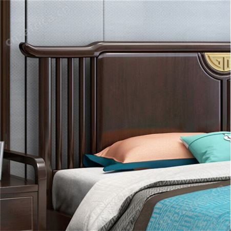 新中式实木床 双人床单人床 现代简约轻奢禅意主卧室家具