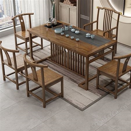 朴舍实木家具 茶台实木茶桌大板 