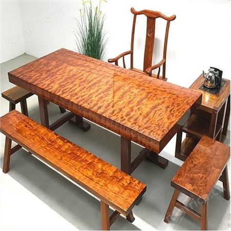 实木大板 朴舍艺品 巴花实木大板桌 精雕细刻