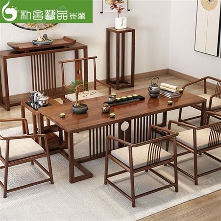 浙江茶桌椅组合 火烧石茶几 禅意简约功夫现代泡茶台 1米8中式茶台茶具套装一体