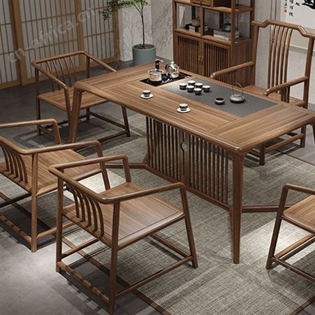 朴舍实木家具 茶台实木茶桌大板 
