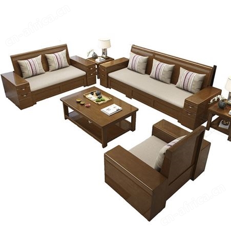 新中式实木沙发客厅木质家具 经济型沙发现代简约轻奢家具