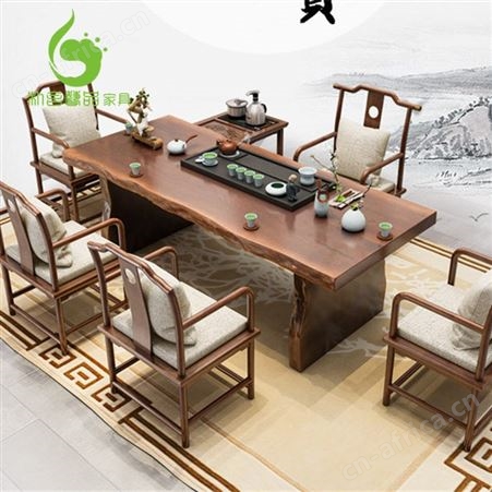 朴舍茶桌茶台 新中式实木仿古茶桌椅 客厅喝茶桌 会客桌泡茶台 古典功夫茶桌椅组合
