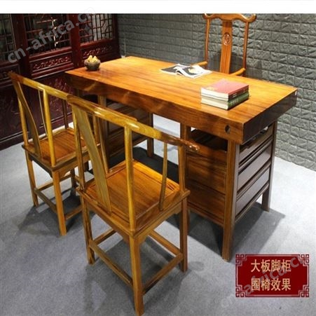 新中式茶桌 禅意功夫茶台 实木老榆木茶桌椅组合 黑胡桃木简约茶艺