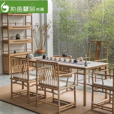 浙江奥坎实木大板餐桌 办公室客厅巴花大板泡茶桌 新中式实木大板茶桌