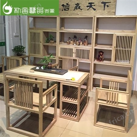 浙江奥坎实木大板餐桌 办公室客厅巴花大板泡茶桌 新中式实木大板茶桌